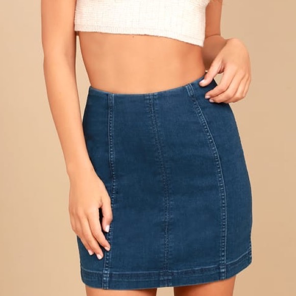 Free People Dresses & Skirts - Free People Dark Denim Mini Skirt